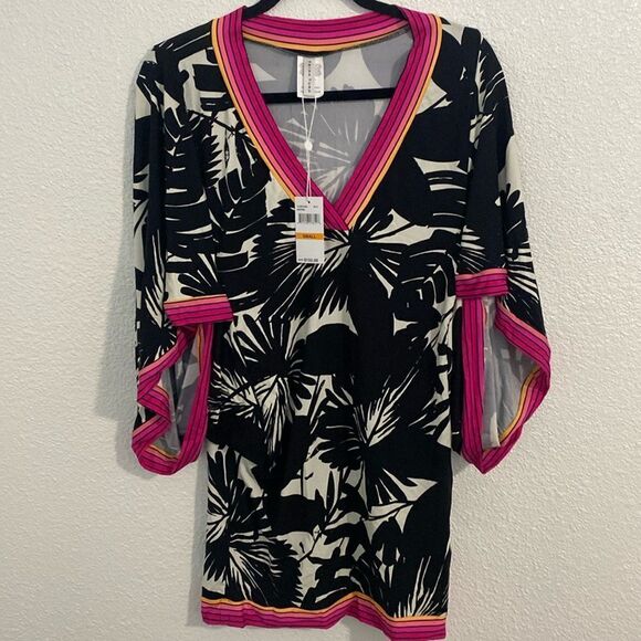 NWT- TRINA TURK- LENNOX V-NECK TUNIC SWIM COVER-UP DRESS- SIZE SMALL - Picture 4 of 11